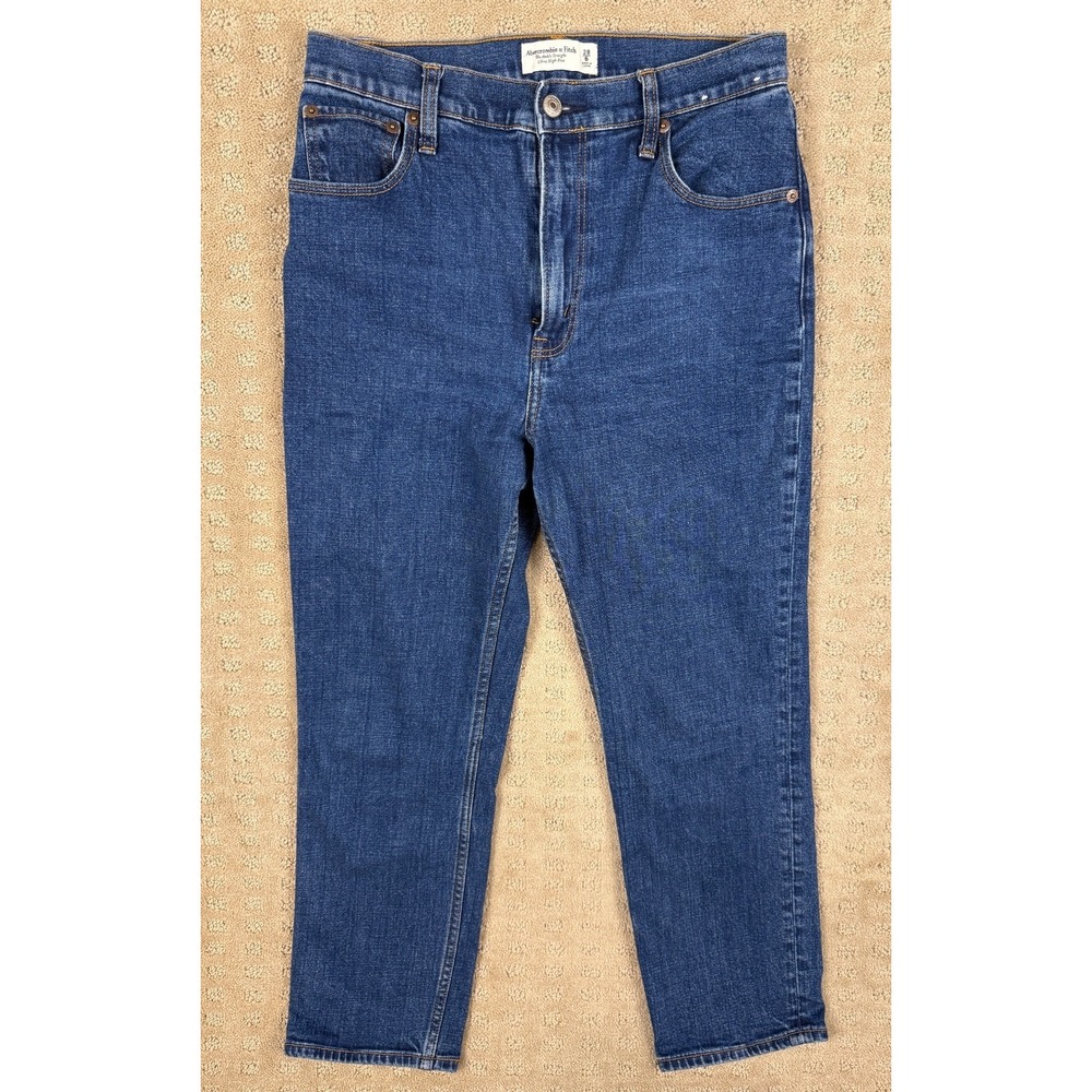 Women's ABERCROMBIE and FITCH Sz 6 Ankle Straight High Rise Blue Jeans #1383